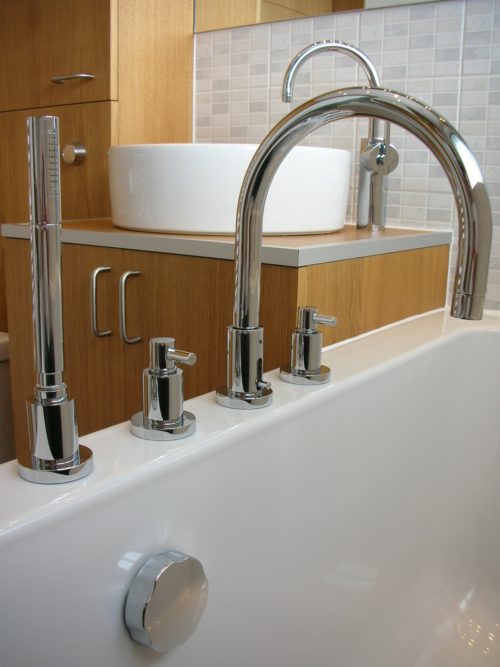 Modern bath taps and shower head