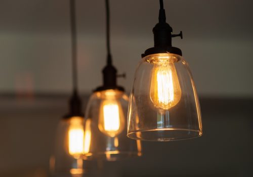 Kitchen light feature, three light pendants