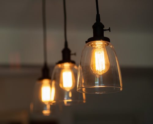 Kitchen light feature, three light pendants