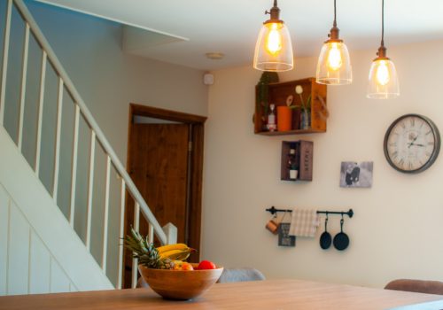 Stairs into kitchen