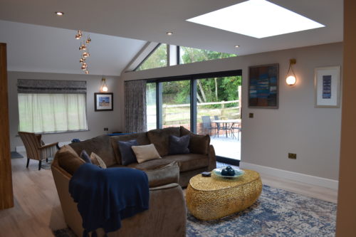 Living room view into new extension