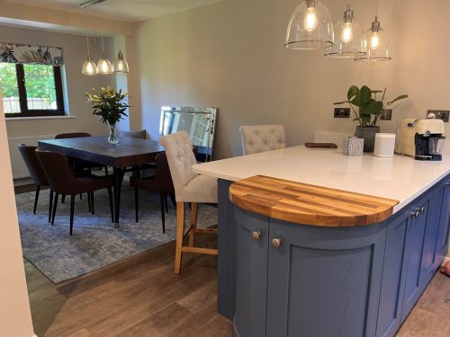 Kitchen island to dining room